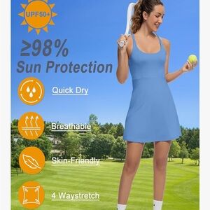 Blue Tennis Dress with Sun Protection